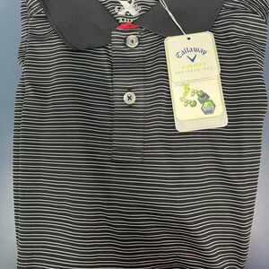Callaway Black and White Striped Polo Shirt